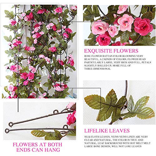 brown leaf Artificial Silk Rose 220 CM long Purple Flowers Vine Garland Fake Ivy Arch Wall Hanging Home Wedding Decor Wall Rattan Plants Leaves Decoration Pack of 1 - Image 4