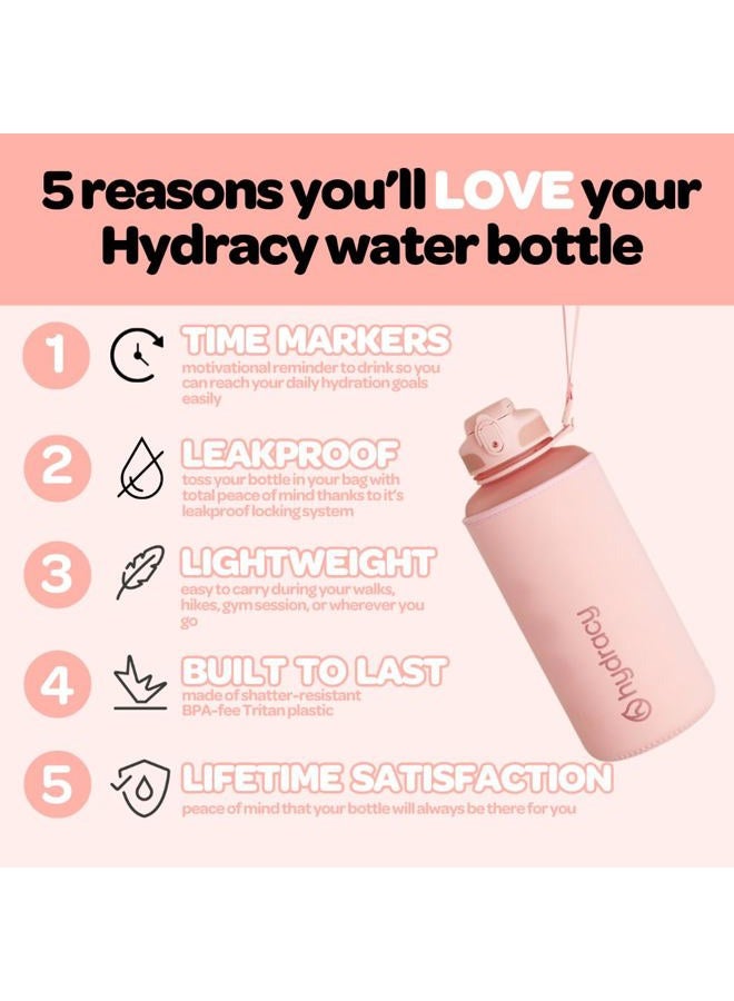 Hydracy Water Bottle with Time Marker - Large 2L BPA Free Bottle & No Sweat Sleeve -Leak Proof Gym Bottle with Fruit Infuser Strainer & Times to Drink Ideal for Sports & Outdoors - Image 2