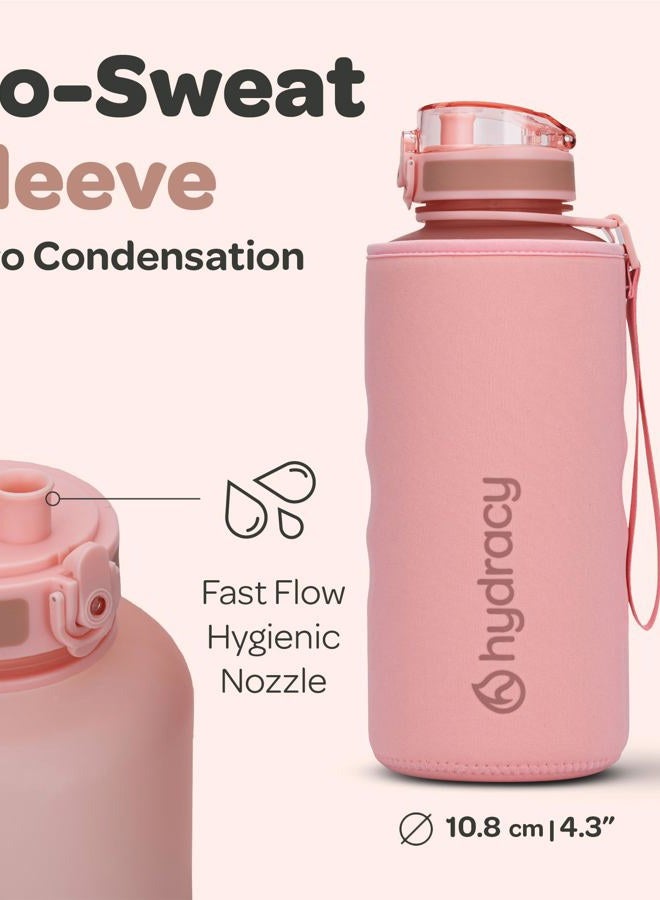 Hydracy Water Bottle with Time Marker - Large 2L BPA Free Bottle & No Sweat Sleeve -Leak Proof Gym Bottle with Fruit Infuser Strainer & Times to Drink Ideal for Sports & Outdoors - Image 5