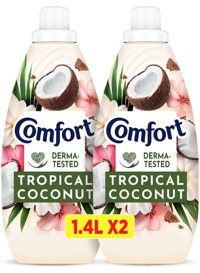 Comfort Concentrate Fabric Softener, Tropical Coconut, plant-based for ultimate care, 1.4L x 2,Packaging may vary