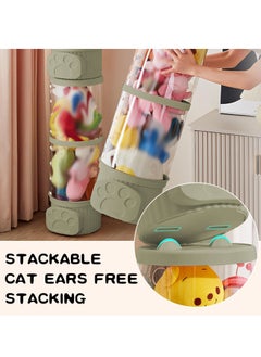XiuWoo Toys Organizer 3-Tier Clear Stackable Separable Animal Storage Tube, Transparent Doll Organizer, Toy Display Bucket, Stuff Plushie Toys Tube, Plush Doll Storage, Toy Storage Rack, Home storage rack, Dispaly Rack  - Image 4