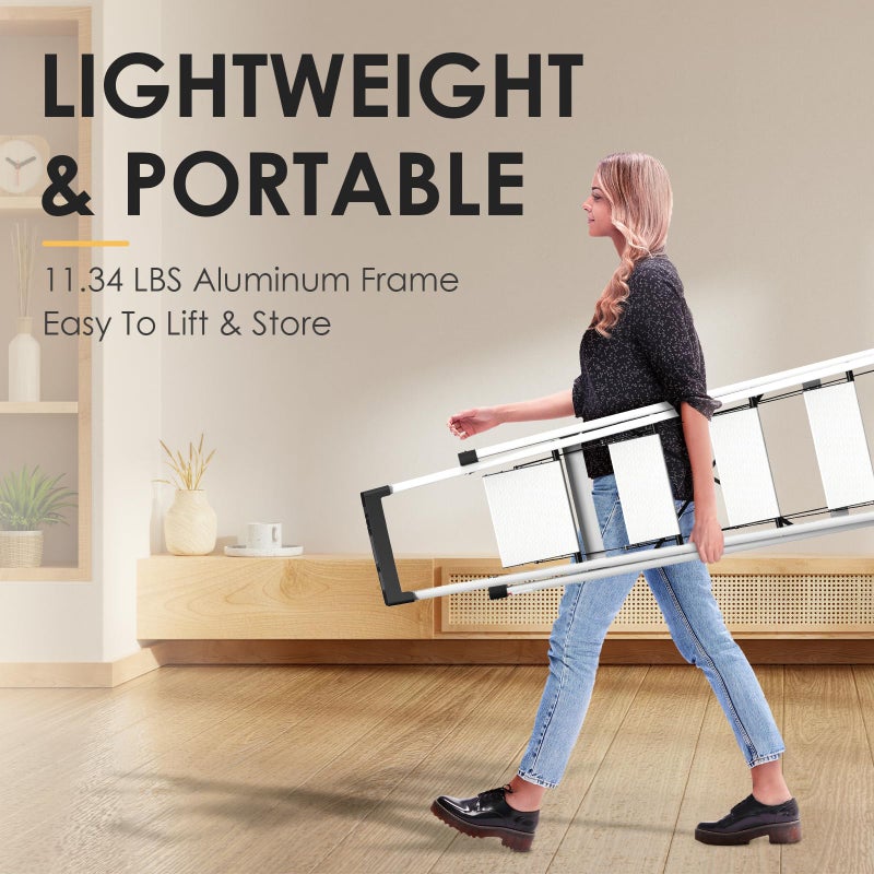HBtower 5 Aluminum Step Ladder, Strudy Ladders for Home with Tool Tray, Anti-Slip Folding Step Stool for Adults, Light Weight Portable 330lbs Safety for Kitchen Warehouse Outdoor Work - Image 5
