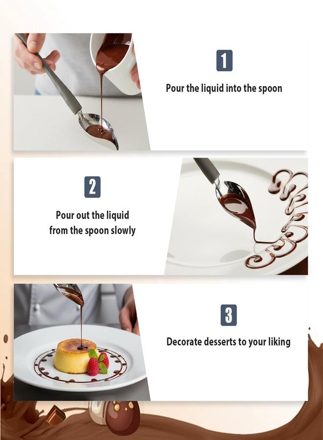 Tweruna 2 PCS Stainless Steel Drizzle Spoon, 2 Size Chocolate Drizzle Tool Plating Spoons, Culinary Drawing Decorating Spoon Set for Decorative Plates, Cake, Coffee - Image 5