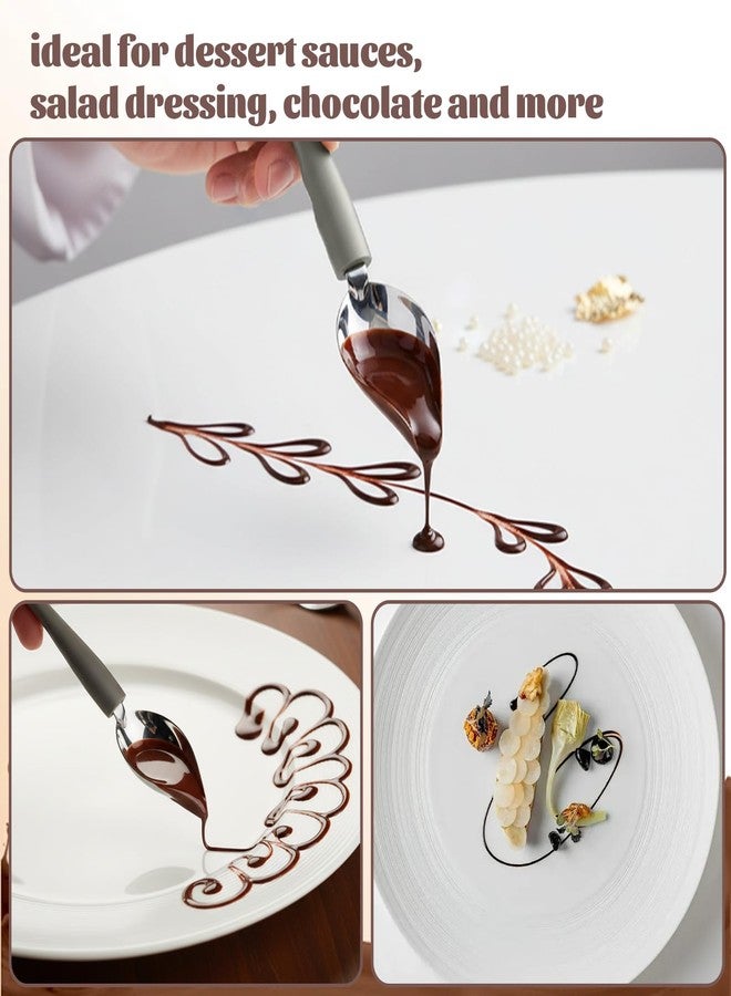 Tweruna 2 PCS Stainless Steel Drizzle Spoon, 2 Size Chocolate Drizzle Tool Plating Spoons, Culinary Drawing Decorating Spoon Set for Decorative Plates, Cake, Coffee - Image 3