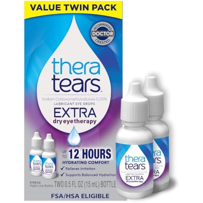 TheraTears Extra Dry Eye Therapy Lubricating Eye Drops for Dry Eyes, 0.5 fl oz Bottle, 2 Count(Pack of 1) - Image 1