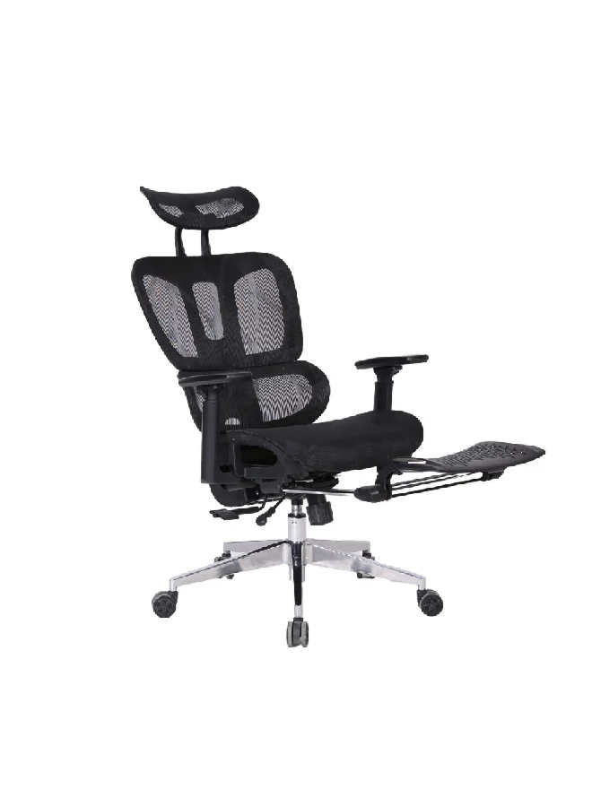 ميكاسا HC-9002X-09W كرسي مكتب شبكي بمساند ذراعين وعجلات أسود وفضي 124 x 69 x 67.5 سم