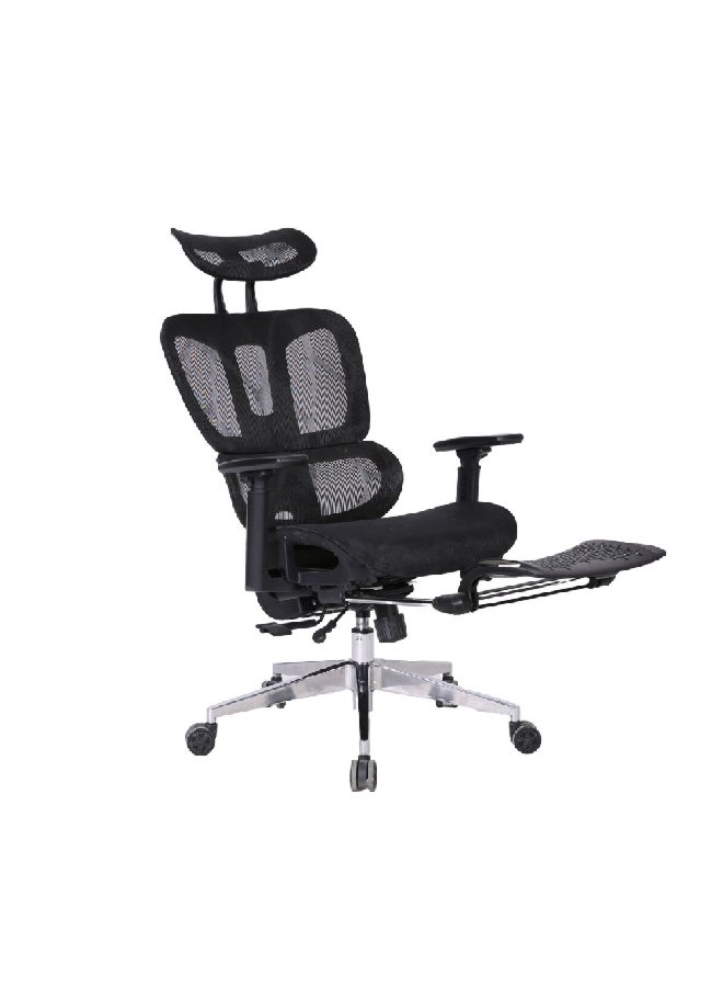 Micasa Two Arm Mesh Office Chair with Wheels Black and Silver 124 x 69 x 67.5 cm HC-9002X-09W - Image 1