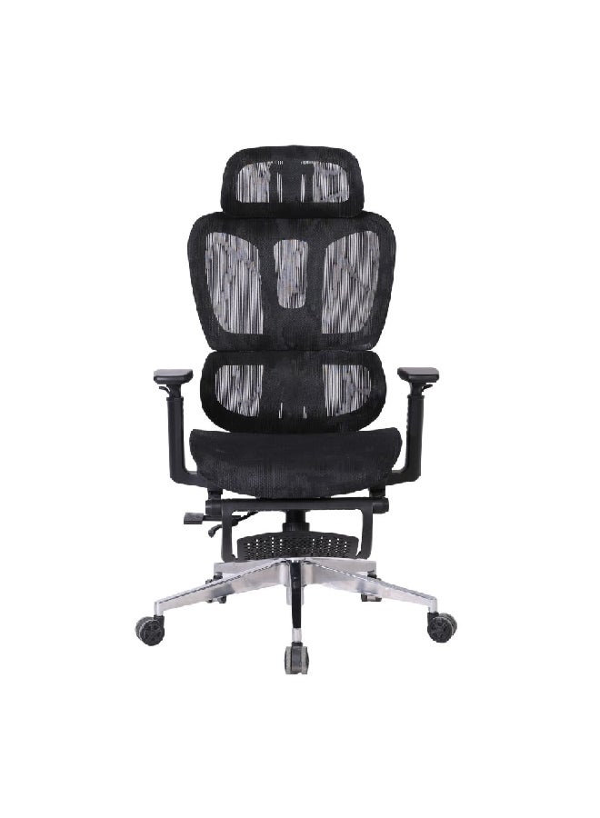 Micasa Two Arm Mesh Office Chair with Wheels Black and Silver 124 x 69 x 67.5 cm HC-9002X-09W - Image 3