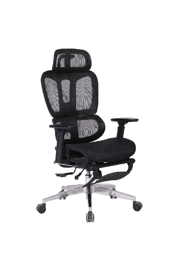 Micasa Two Arm Mesh Office Chair with Wheels Black and Silver 124 x 69 x 67.5 cm HC-9002X-09W - Image 4