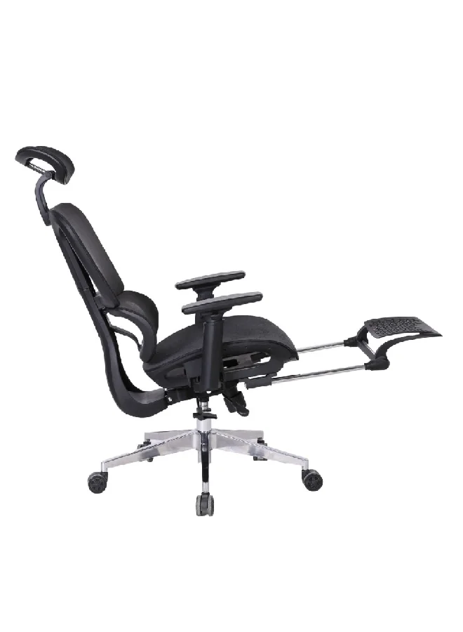 ميكاسا HC-9002X-09W كرسي مكتب شبكي بمساند ذراعين وعجلات أسود وفضي 124 x 69 x 67.5 سم
