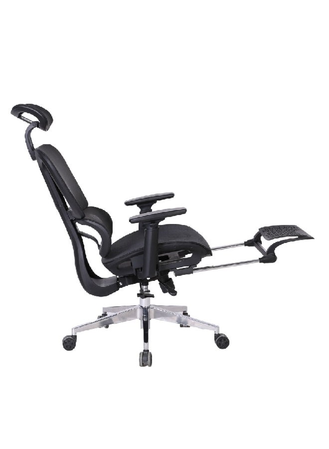 Micasa Two Arm Mesh Office Chair with Wheels Black and Silver 124 x 69 x 67.5 cm HC-9002X-09W - Image 2