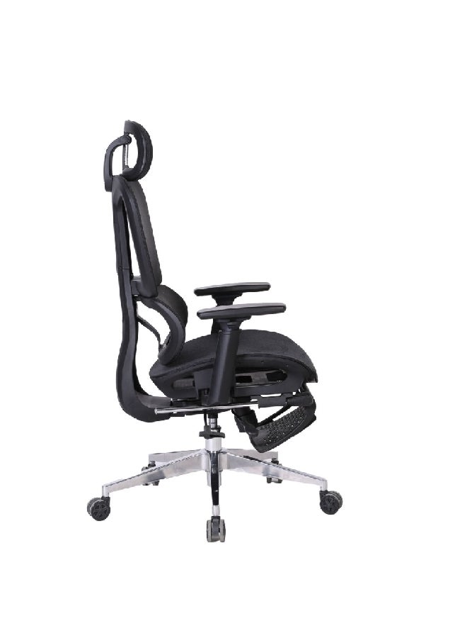 Micasa Two Arm Mesh Office Chair with Wheels Black and Silver 124 x 69 x 67.5 cm HC-9002X-09W - Image 5