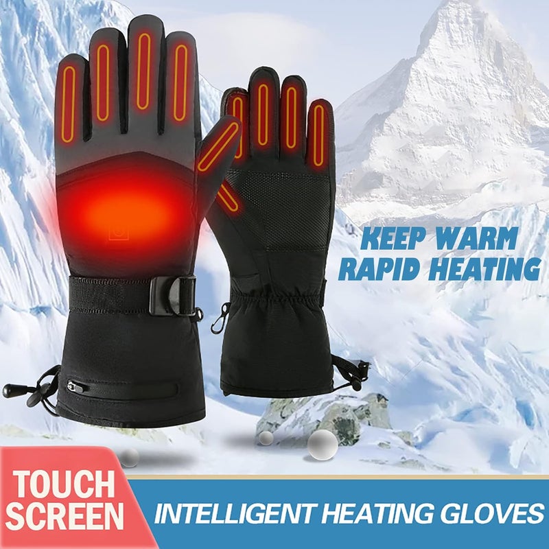 klarako Heated Gloves for Men Women Winter Gloves Heated Ski Gloves with Battery Warm Thermal Gloves Outdoor for Skiing Snowboarding Hunting Skating Hiking Cycling (Black, One Size) - Image 3