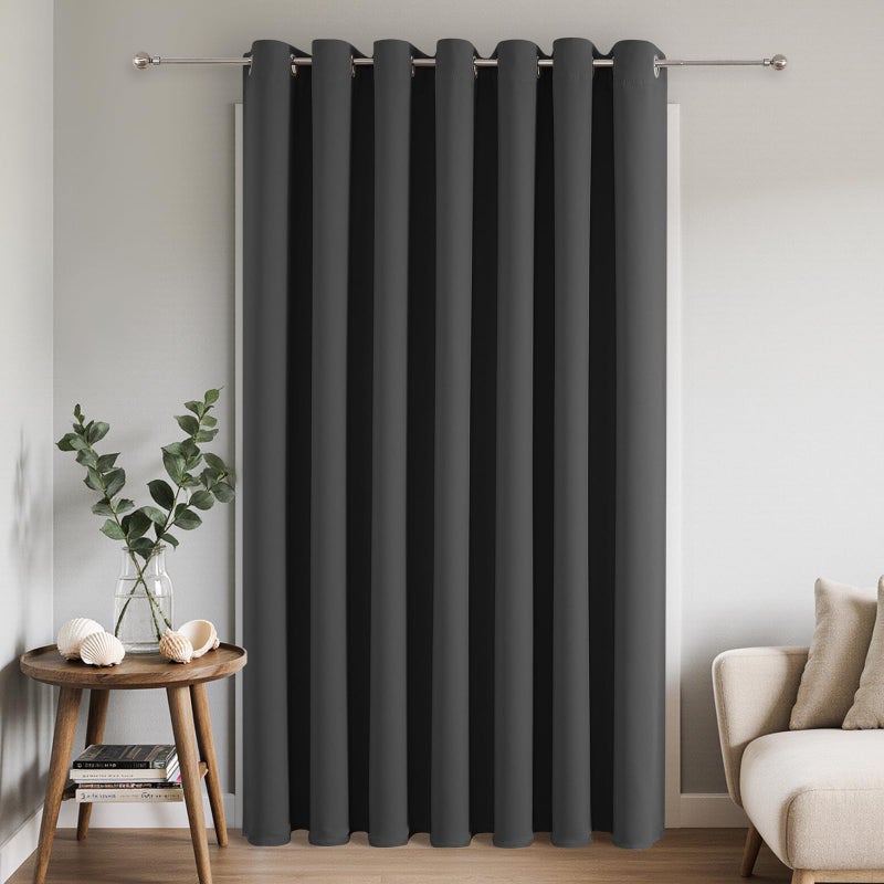 Joydeco Blackout Patio Sliding Door Curtains 84 Inches Long, Grommet Privacy Room Divider Curtains, Extra Wide Thermal Blackout Drapes for Bedroom Living Room (Grey, 100Wx84L, 1 Panel) - Image 1