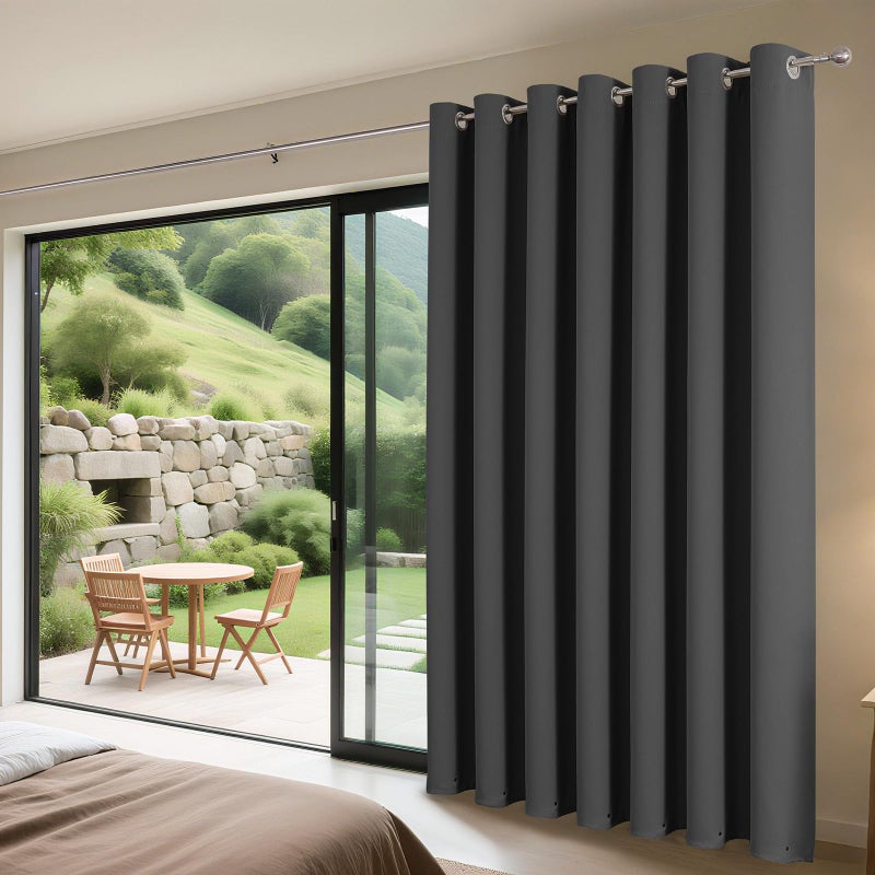 Joydeco Blackout Patio Sliding Door Curtains 84 Inches Long, Grommet Privacy Room Divider Curtains, Extra Wide Thermal Blackout Drapes for Bedroom Living Room (Grey, 100Wx84L, 1 Panel) - Image 3