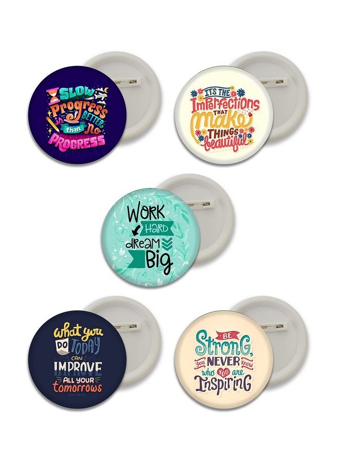D2c D2C Inspirational | Motivational Quotes Collection Work Hard Dream Big Round Plastic Button Badges | Decorative Accessories For Bags and Bagpacks - Multicolor  - Image 1
