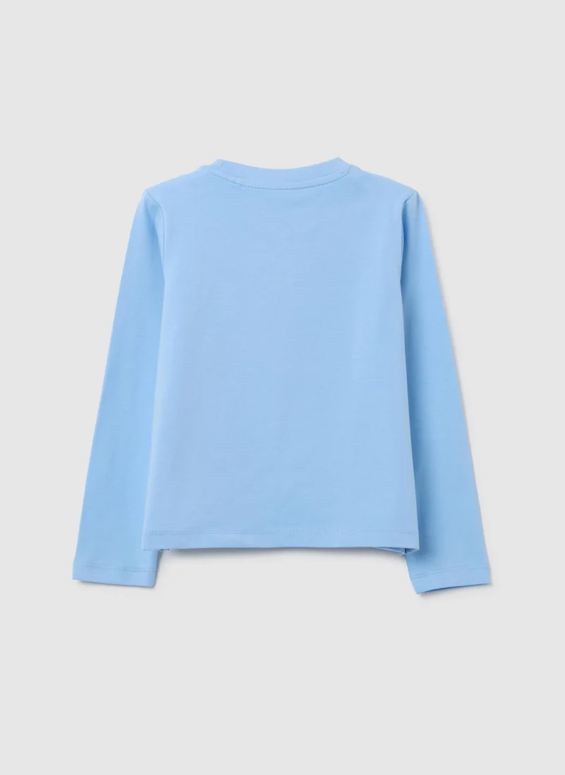 او في اس بلوزة قطنية مطاطية زرقاء للبنات من أو في إس بمقاس عادي