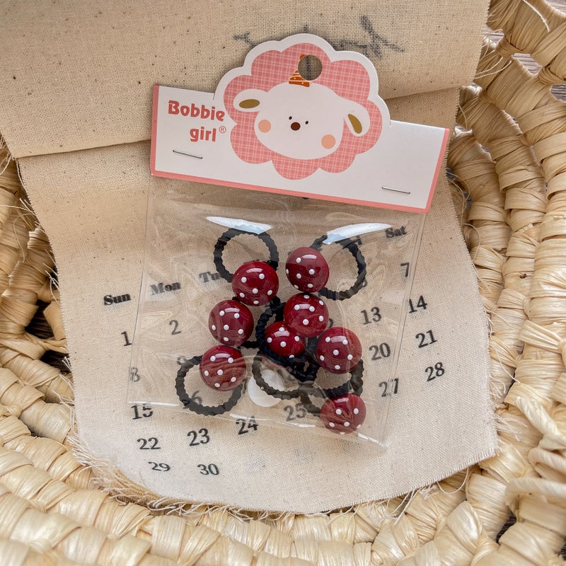 Loquat Korean Cute Polka Dot Kids Hair Ties Dot ball