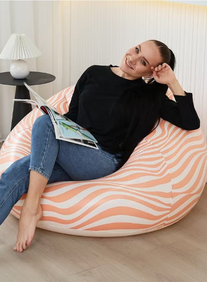 Generic Household portable foldable light luxury PVC eco-friendly flocking air cushion lounge chair single lazy person inflatable striped sofa  - Image 3
