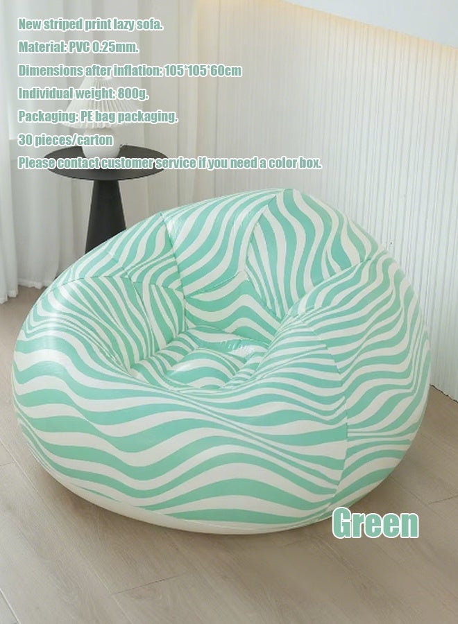 Generic Household portable foldable light luxury PVC eco-friendly flocking air cushion lounge chair single lazy person inflatable striped sofa  - Image 5