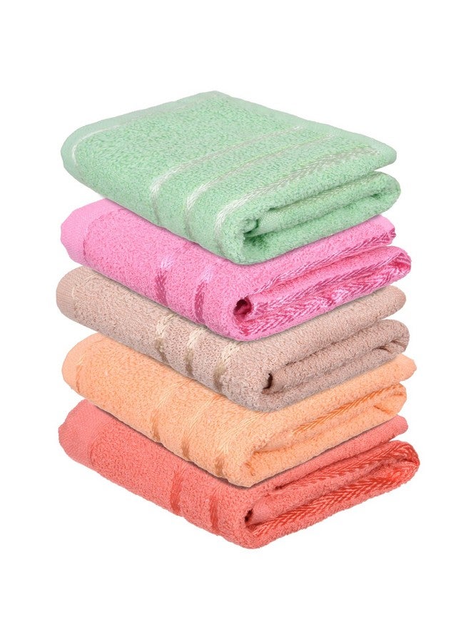 Kuber Industries Face Towel | Cotton Towels For Facewash | Towels For Daily Use | Workout Hand Towel | Lining Design | 14X21 Inch | Pack Of 5 | Multi - Image 1