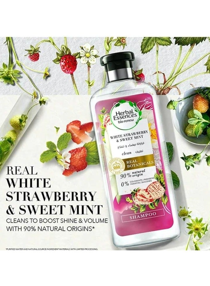 هربل إيسنسز شامبو طبيعي متجدد بالفراولة البيضاء والنعناع الحلو مع بلسم 400 مل*2 - Image 2