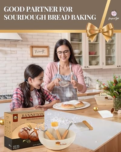 Krbnk Sourdough Starter Kit, 24oz Sourdough Starter Jar, 2 Banneton Bread Proofing Baskets, Sourdough Bread Baking Supplies Bread Proofing Baskets(All in One 9" Round + 10" Oval) - Image 5
