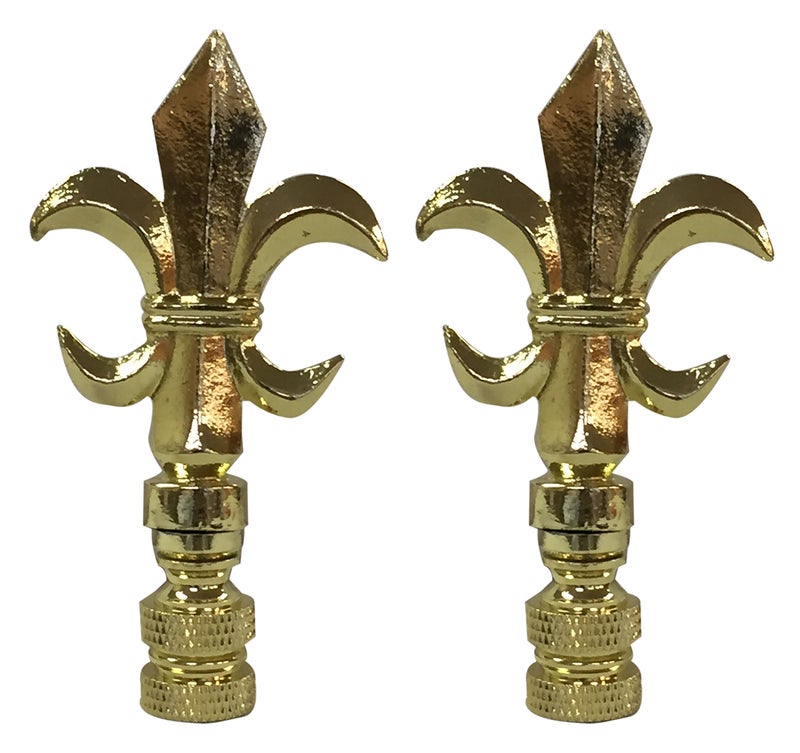 Royal Designs Inc Royal Designs Fleur De Lis 3.25" Lamp Finial for Lamp Shade, Polished Brass - Set of 2 - Image 1