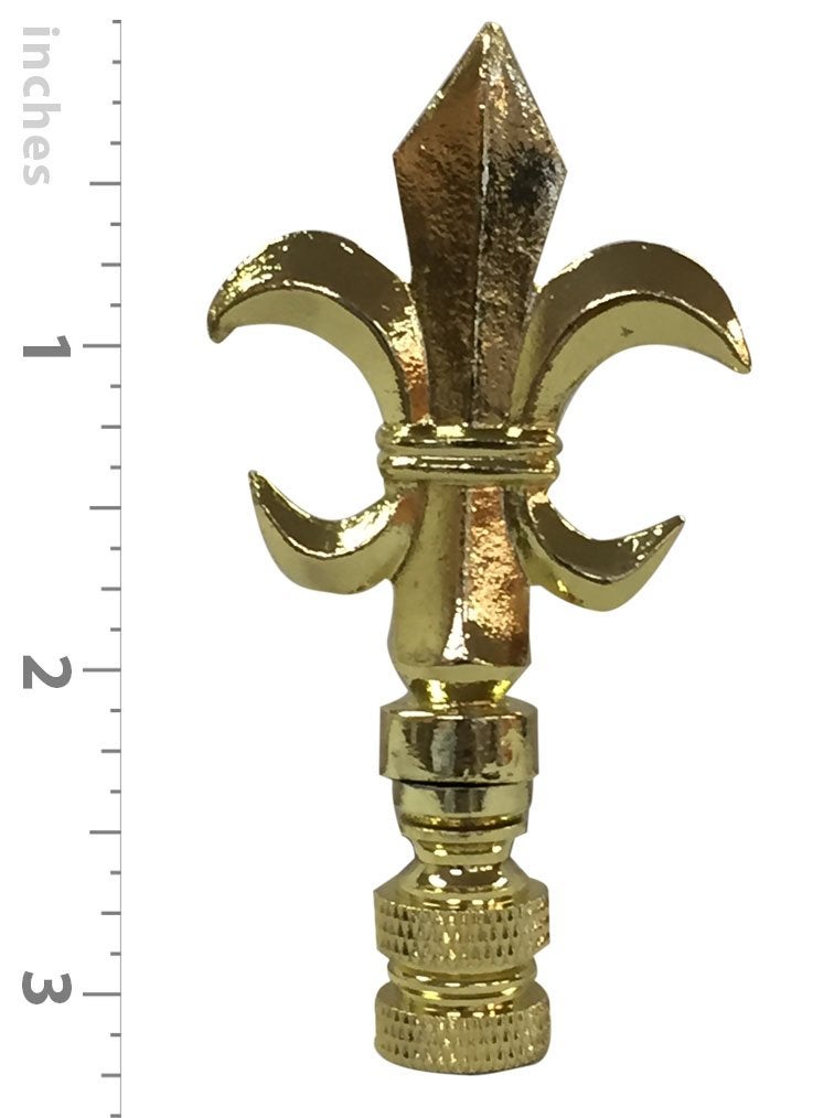 Royal Designs Inc Royal Designs Fleur De Lis 3.25" Lamp Finial for Lamp Shade, Polished Brass - Set of 2 - Image 3