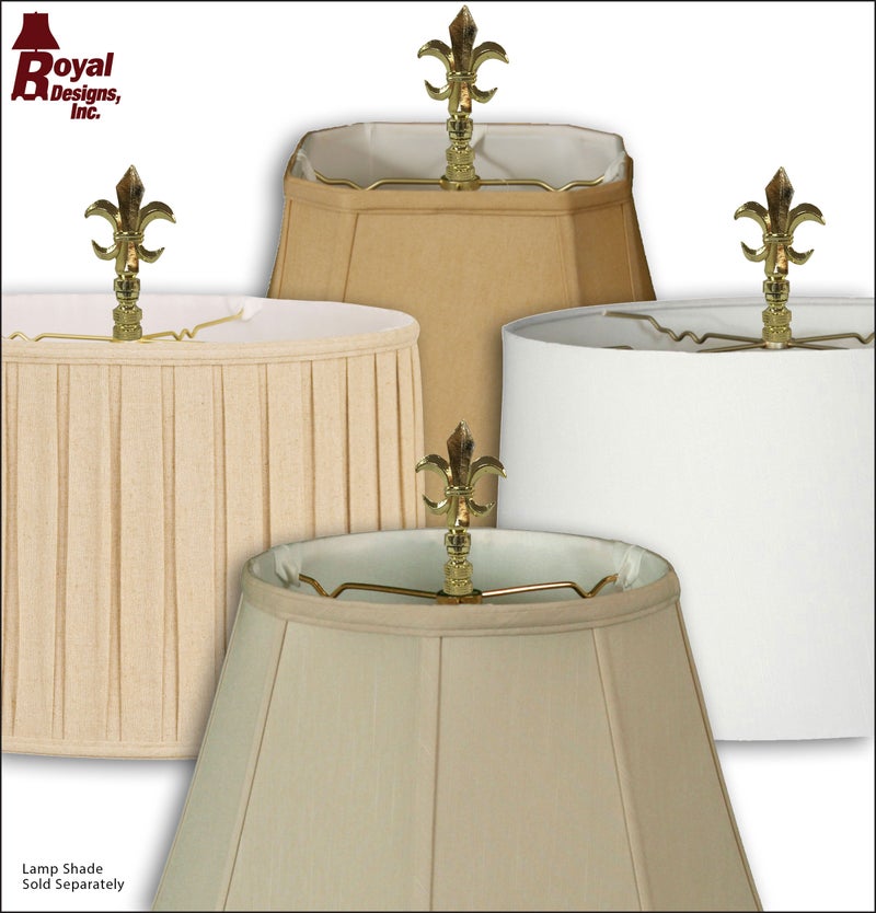 Royal Designs Inc Royal Designs Fleur De Lis 3.25" Lamp Finial for Lamp Shade, Polished Brass - Set of 2 - Image 4