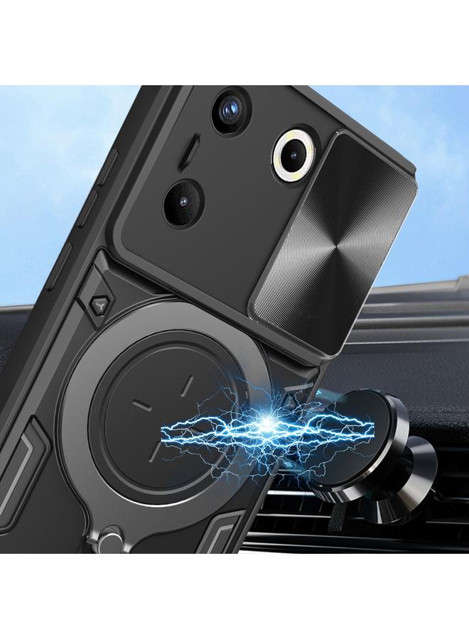 إيروريكس جراب لهاتف Tecno Camon 20 Pro 5G CD Texture Sliding Camshield حامل مغناطيسي - Image 4