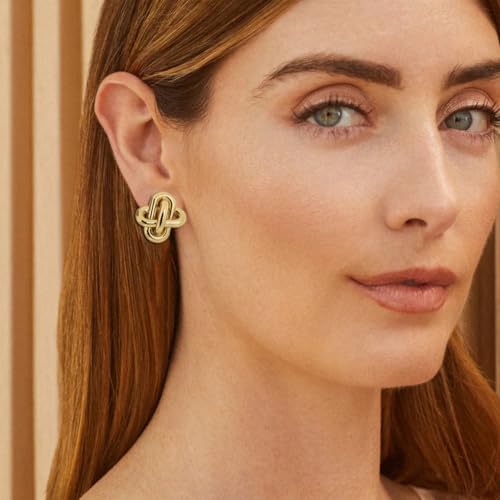 Obidos 14K Gold Plated Love Knot Stud Earrings | Gold Earrings for Women - Image 4