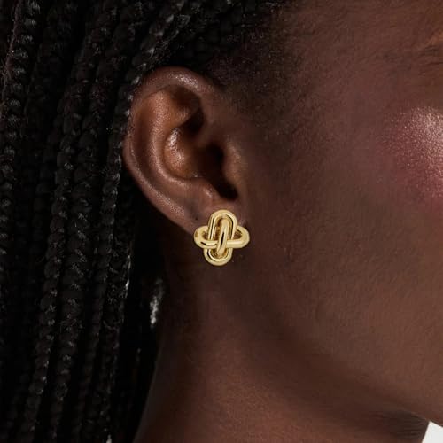 Obidos 14K Gold Plated Love Knot Stud Earrings | Gold Earrings for Women - Image 3