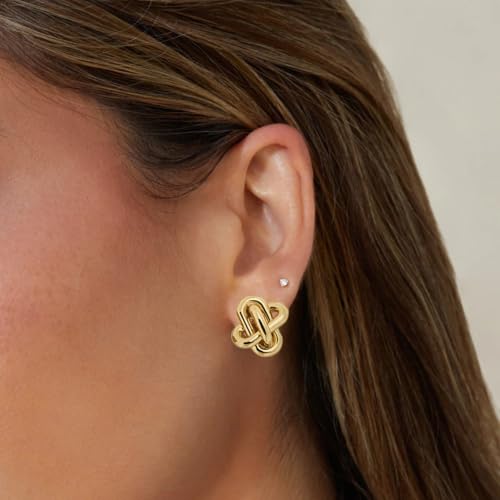 Obidos 14K Gold Plated Love Knot Stud Earrings | Gold Earrings for Women - Image 5