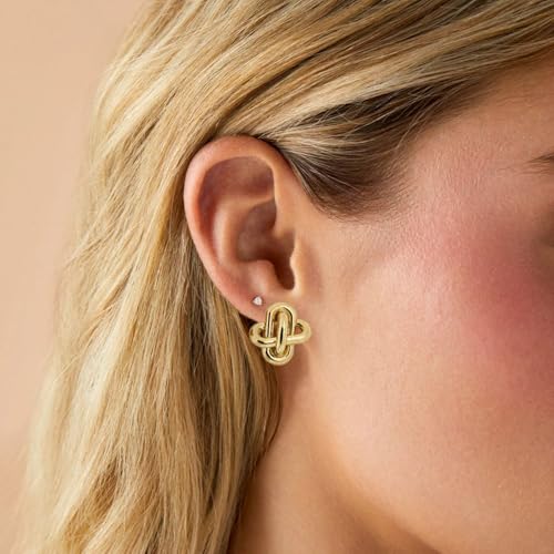 Obidos 14K Gold Plated Love Knot Stud Earrings | Gold Earrings for Women - Image 2