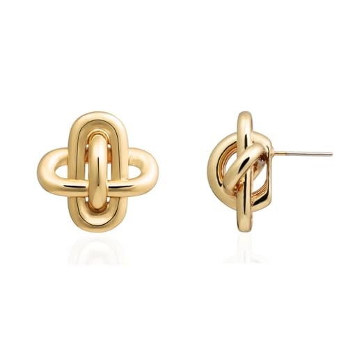 Obidos 14K Gold Plated Love Knot Stud Earrings | Gold Earrings for Women - Image 1