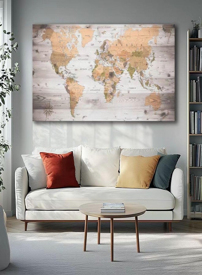 ZEYDRT canvas Wall Art 20“x40 lagre map of the world Painting Ready to Hang Framed World Map Artwork Prints for Home - Image 5