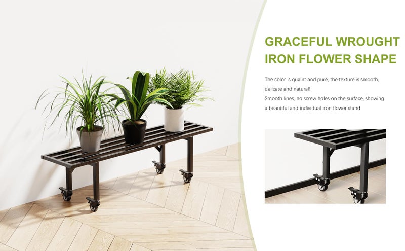 Zhongma One Tier Metal Plant Stand (35.43 L x 8.66 W x 7.9 H) Heavy Duty Plant Holder for Home, Window,Garden, Plant Lovers, Display Stand - Image 3