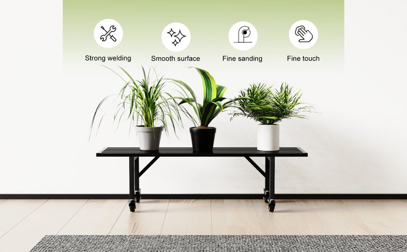 Zhongma One Tier Metal Plant Stand (35.43 L x 8.66 W x 7.9 H) Heavy Duty Plant Holder for Home, Window,Garden, Plant Lovers, Display Stand - Image 4