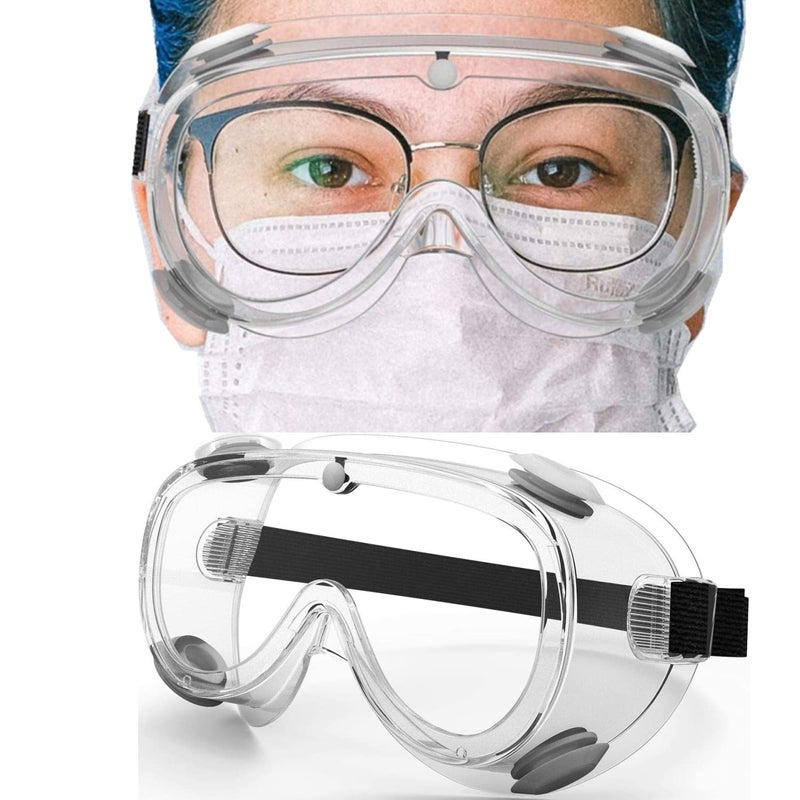 WOOLIKE Safety Goggles Medical Goggles Fit Over Eyeglasses AntiFog Safety Glasses Clear Lab Goggles chemistry Protective Eyewear ANSI Z871