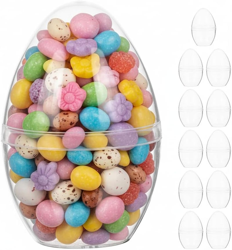 Fillable Clear Plastic Easter Eggs 8X5X5CM Flat Bottom for Candy and Decorations - Image 1