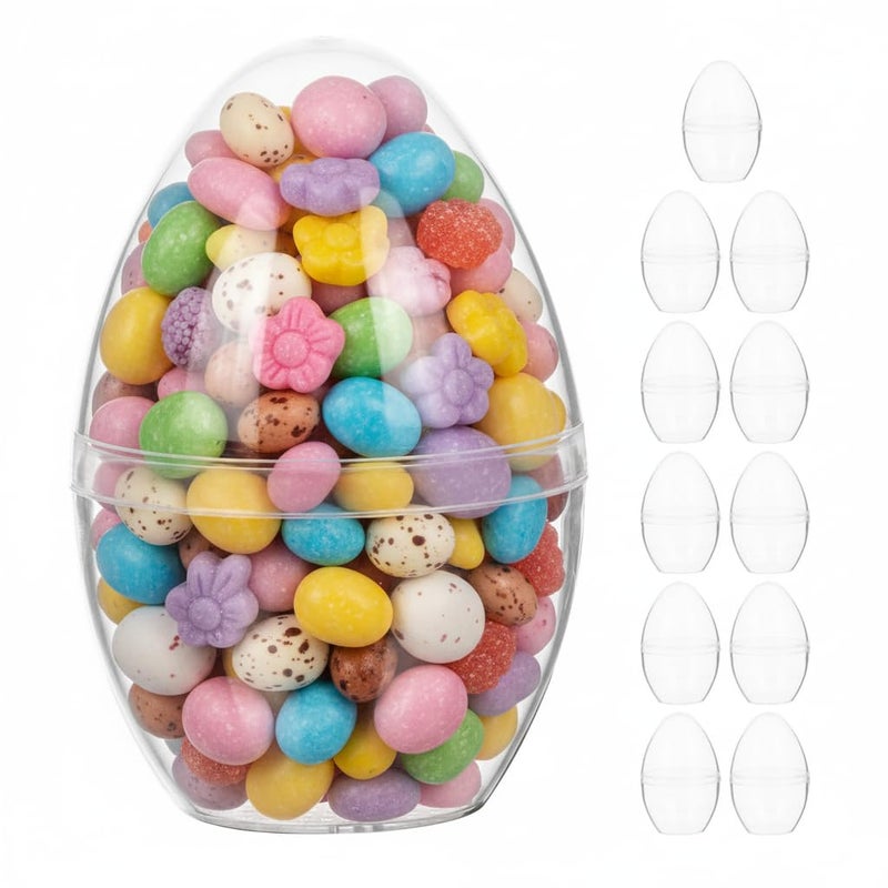Fillable Clear Plastic Easter Eggs 8X5X5CM Flat Bottom for Candy and Decorations - Image 2