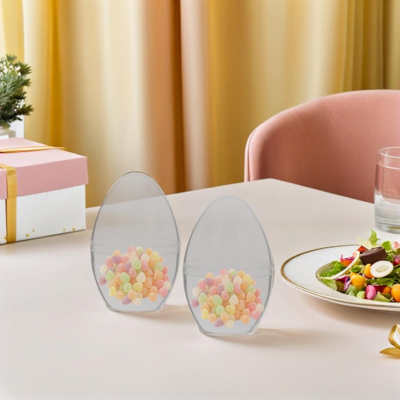 Fillable Clear Plastic Easter Eggs 8X5X5CM Flat Bottom for Candy and Decorations - Image 4