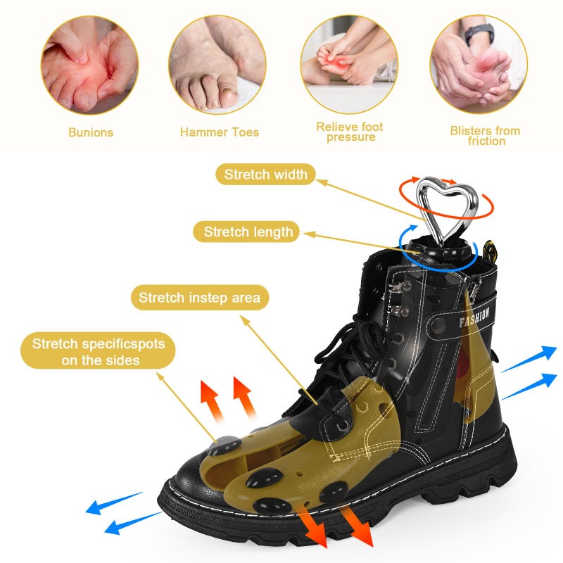 eachway Shoe Stretcher Women Men Professional Boot Stretcher Adjustable Width Length for Wide Feet (L (Men's 10-14) Yellow 1pcs, Not a Pair) - Image 4