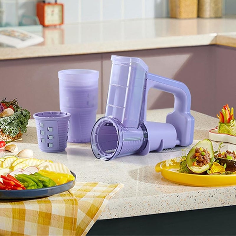 Electric Salad Maker Cordless Vegetable Slicer Shredder with 3 Interchangeable Cutters - Image 4