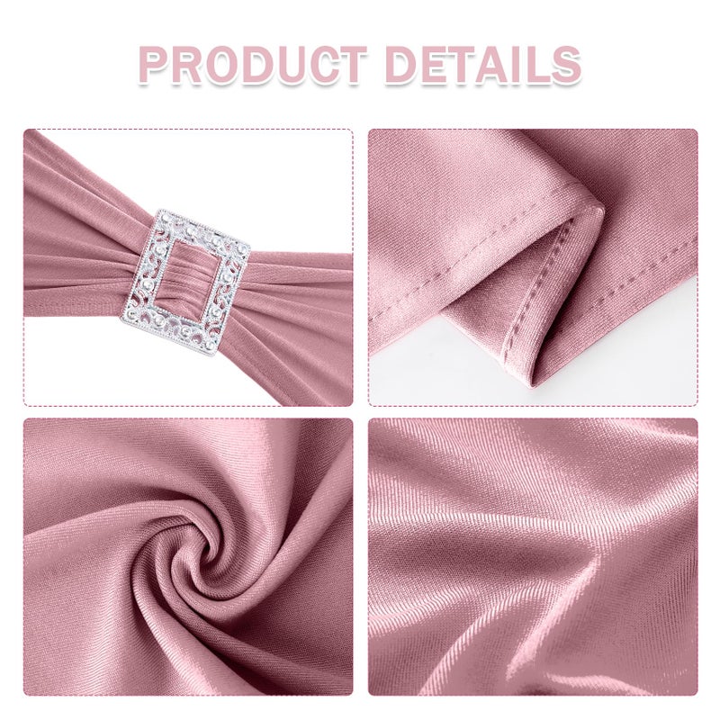 Joccun 60 PCS Spandex Chair Sashes Bows Stretch Chair Cover Band with Buckle Slider Universal Elastic Chair Ties for Wedding Banquet Party Event Decoration (Dusty Pink) - Image 3