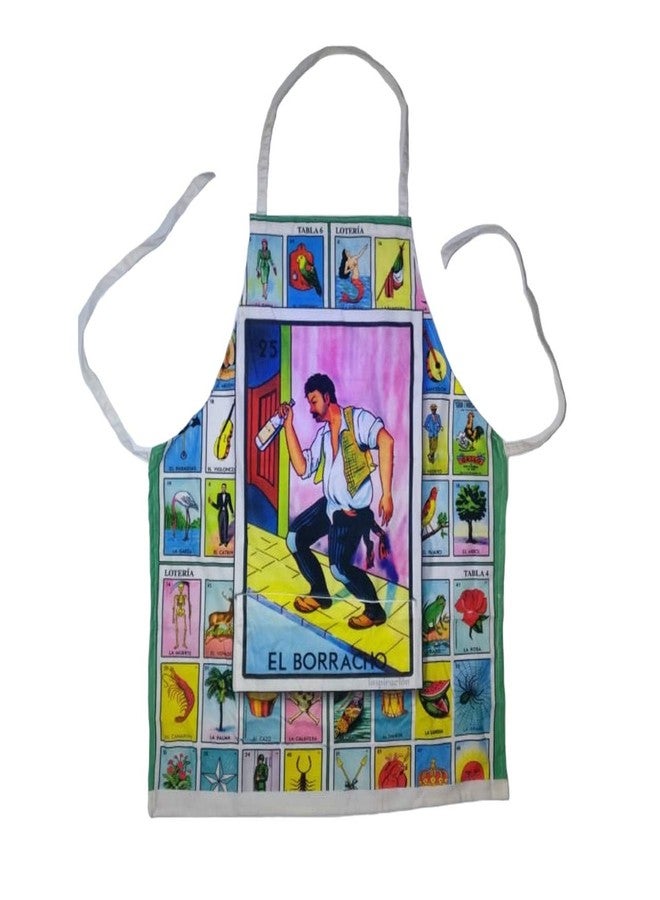 Mexican Unisex Apron Lotería El Borracho Day of The Dead Coco Theme Party Kitchen Apron 1pc