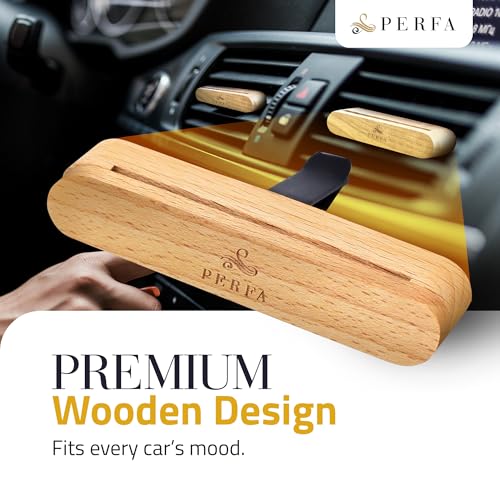 Perfa Premium Wooden Car Air Freshener Vent Clip | Box of 7 Scents Long Lasting Car Air Freshener with Magnetic Clip | Infused with Essential Oils | 60 Days' Worth of Car Scents by Perfa - Image 2