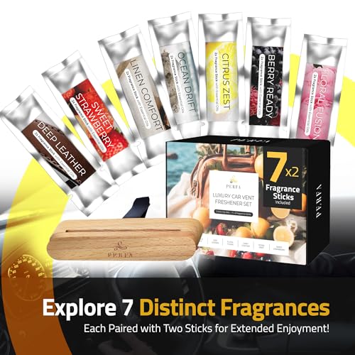Perfa Premium Wooden Car Air Freshener Vent Clip | Box of 7 Scents Long Lasting Car Air Freshener with Magnetic Clip | Infused with Essential Oils | 60 Days' Worth of Car Scents by Perfa - Image 5