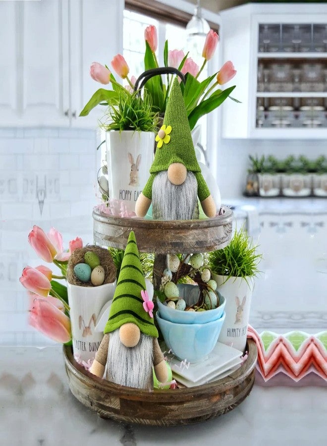 Gehydy Set of 2 Spring Gnomes Plush Easter Sunflower Gnome Decoration Gift Handmade Green Scandinavian Tomte Stuffed Farmhouse Decor for Home Kitchen Tiered Tray - Image 3